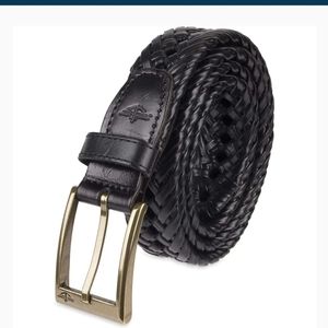 NWOT Dockers Braided black glazed leather Men's Big & Tall belt.